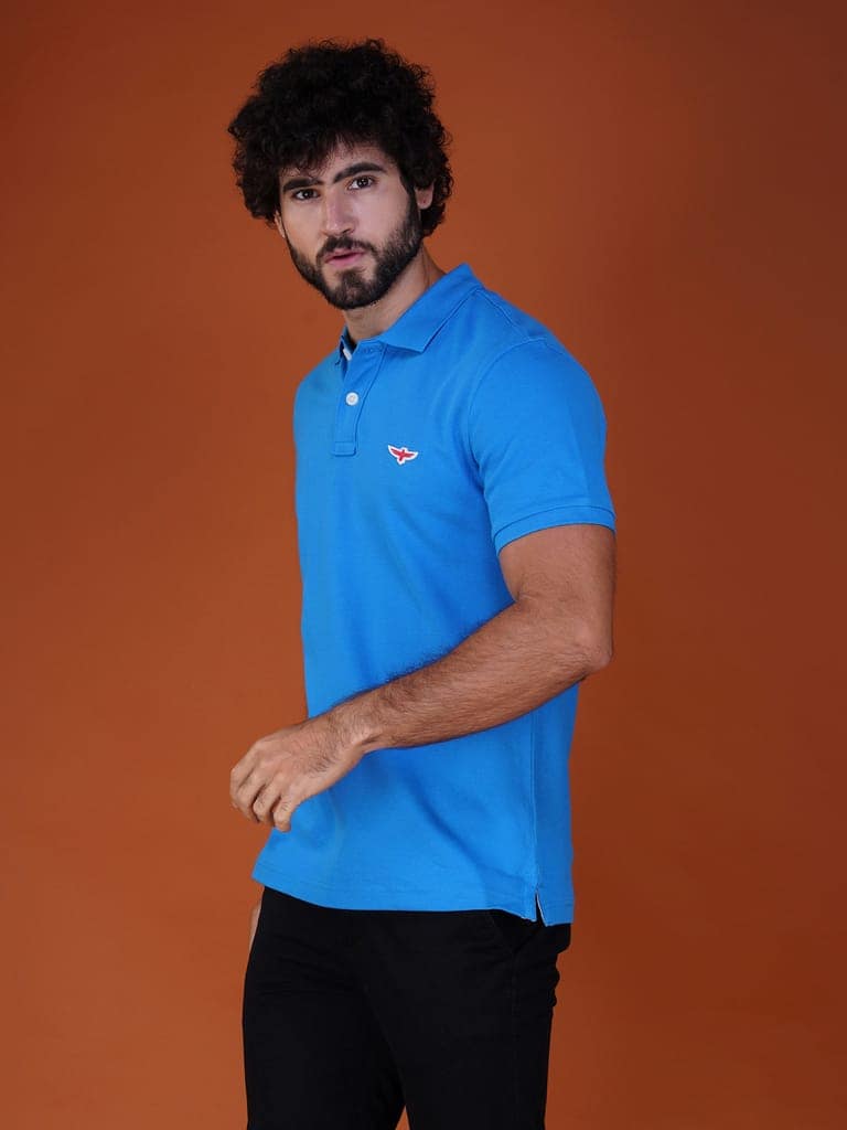 Solid Polo Shirt - BLUE view 5