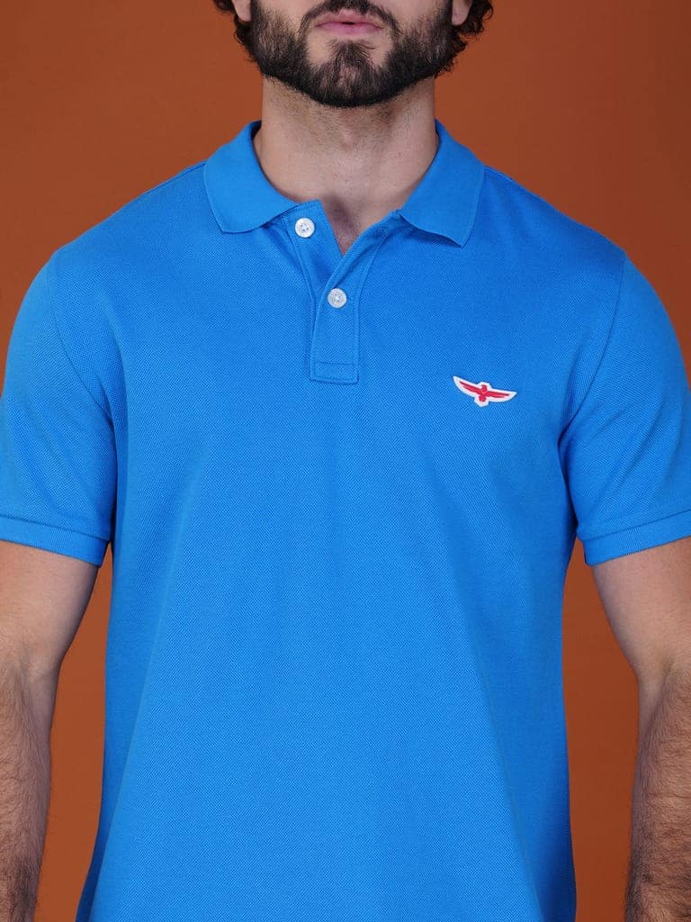 Solid Polo Shirt - BLUE view 7