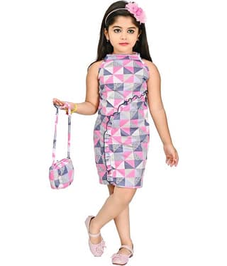 JCT DRESSES Crepe A-line Dress For Girls ( Pack of 1 , Pink )