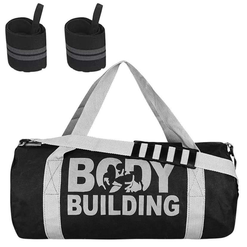 GROUPERS Duffle Canvas Bag with Wrist Band (Black)