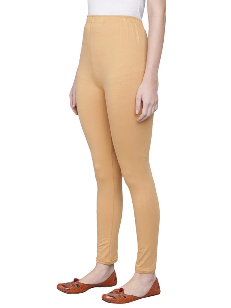 SOFT COLORS Women's Skinny Fit Ethnic Wear Ankle Length Leggings (Beige) view 4