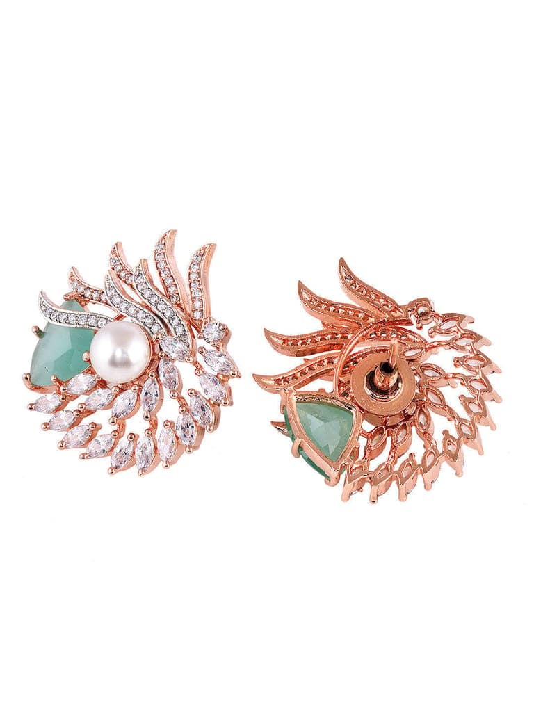 Sea Green Floral Rose GoldPlated Studs Earrings view 4
