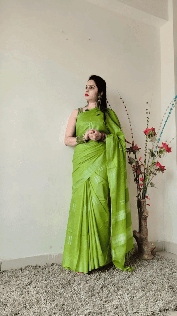 Katan Sap Green Silk Saree Weaving Design with Blouse-1831 view 3