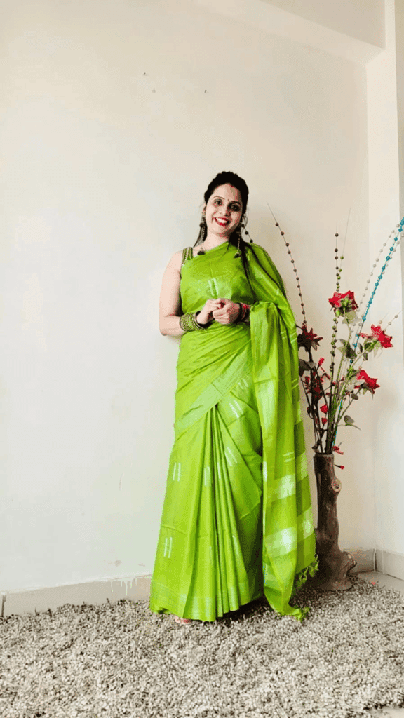 Katan Sap Green Silk Saree Weaving Design with Blouse-1831 view 6