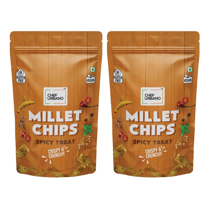 Chef Urbano Combo Chips Millets Spicy Treat Pouch 85 Gms Pack Of 2
