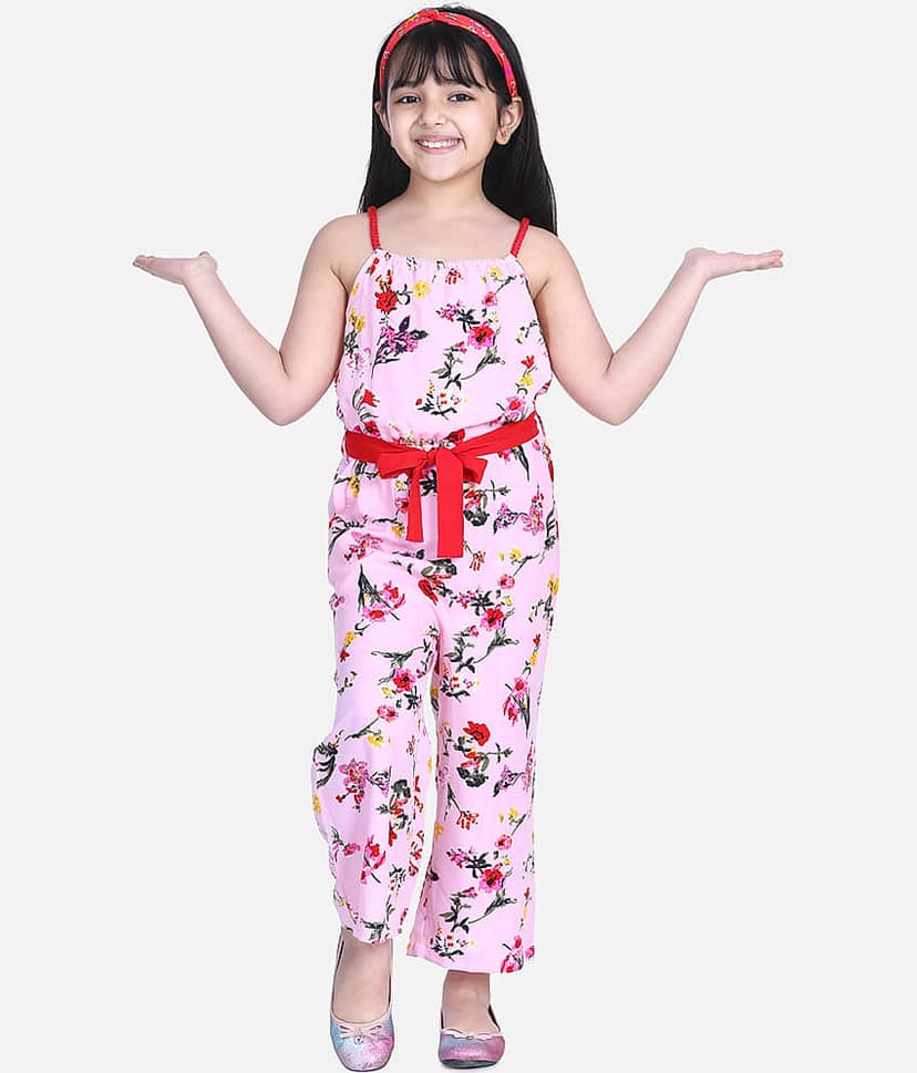 StyleStone Girls Polyester Jumpsuit ( Pack of 1 , Pink )