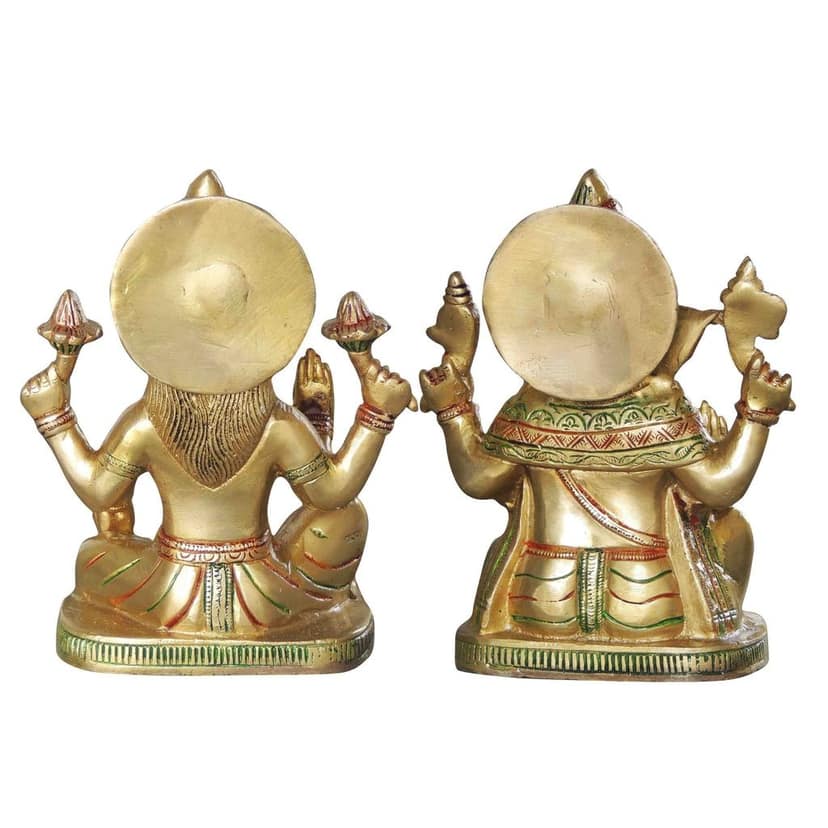 Brass Laxmi Ganesh Pair God Idol Statue | Traditional Hindu Puja Murti, Height : 8 Inch (BSMAS1062) view 3