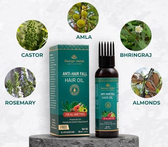 Baazigar Herbal Anti-Hair Fall Hair Oil with Free Oil Applicator Comb - 100ml view 3