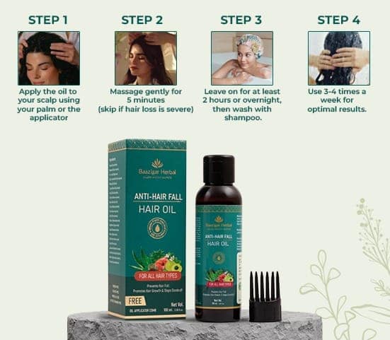 Baazigar Herbal Anti-Hair Fall Hair Oil with Free Oil Applicator Comb - 100ml view 5