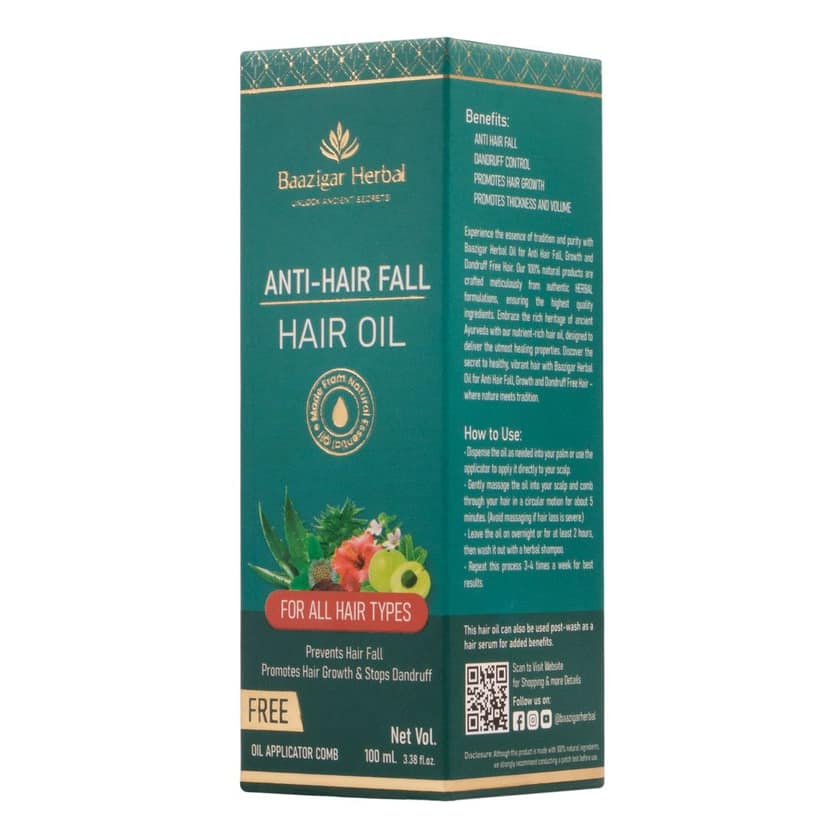 Baazigar Herbal Anti-Hair Fall Hair Oil with Free Oil Applicator Comb - 100ml view 8