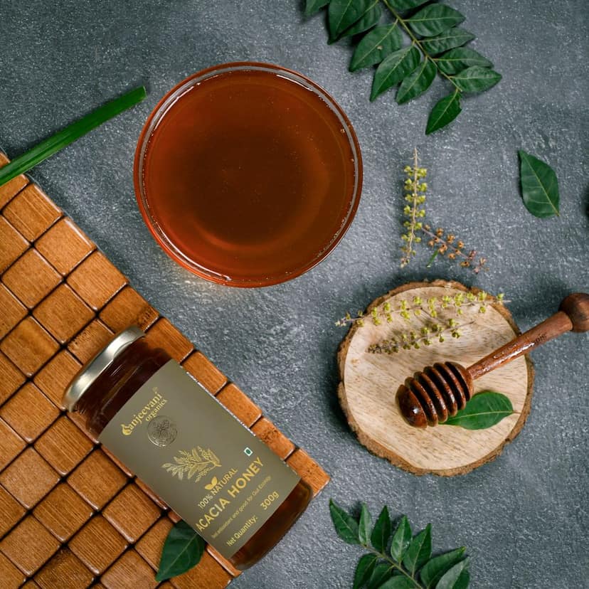 Sanjeevani Organics 100% Natural Acacia Honey 300g | Unpasteurized, Rich Flavor Multi-Floral Honey | No Preservatives, Glass Bottle view 4