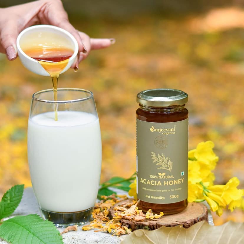 Sanjeevani Organics 100% Natural Acacia Honey 300g | Unpasteurized, Rich Flavor Multi-Floral Honey | No Preservatives, Glass Bottle view 7