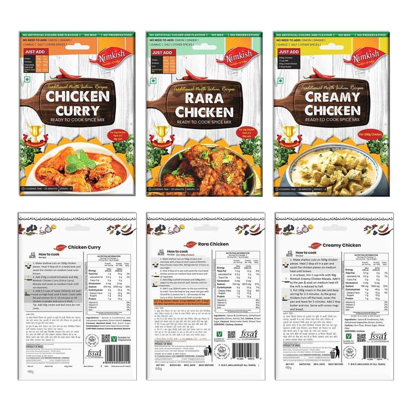 Nimkish Curry & Gravy Ready-to-Cook Spice Combo Pack of 10 | Instant Masala Premix for Indian Sabzi & Curry Dishes | Value Pack view 2