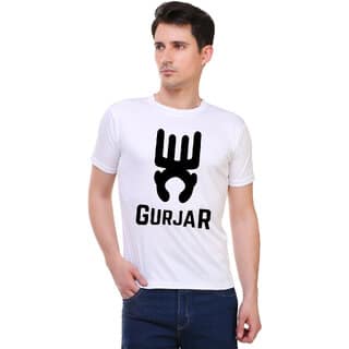 White Color Half Sleeve Gurjar Printed Tshirt