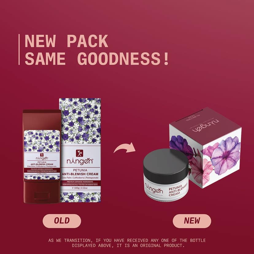Ningen Petunia Anti-Blemish Radiance Cream I Enriched with Date Palm, Coffeeberry & Pomegranate Extracts I Dermatologically Tested, Paraben Free I Treats wrinkles, blemishes and stretch marks I 100g view 3