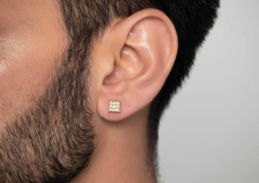 9 Square Matrix Ear Stud For Men (1 Pc Only) view 3