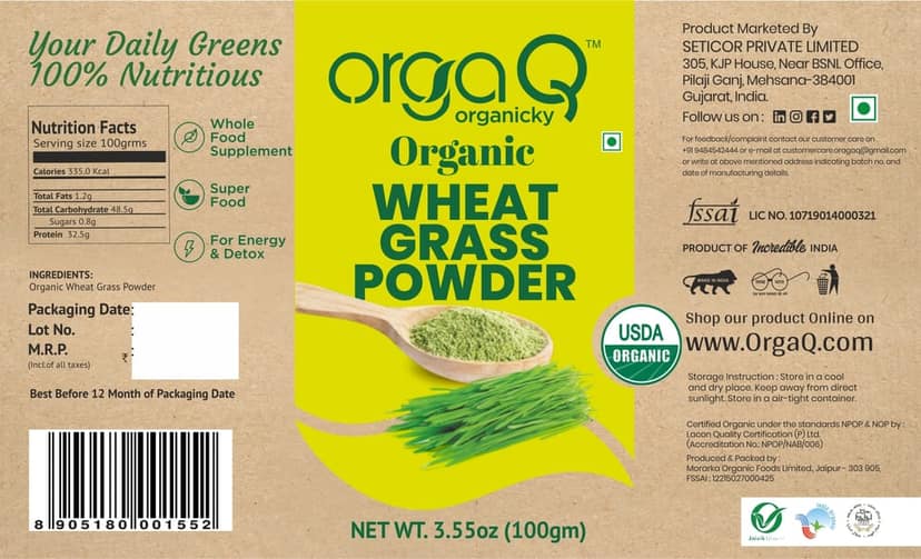 Orgaq Organicky Wheat Grass Powder: Organic Free of Chemicals and Pesticides view 2