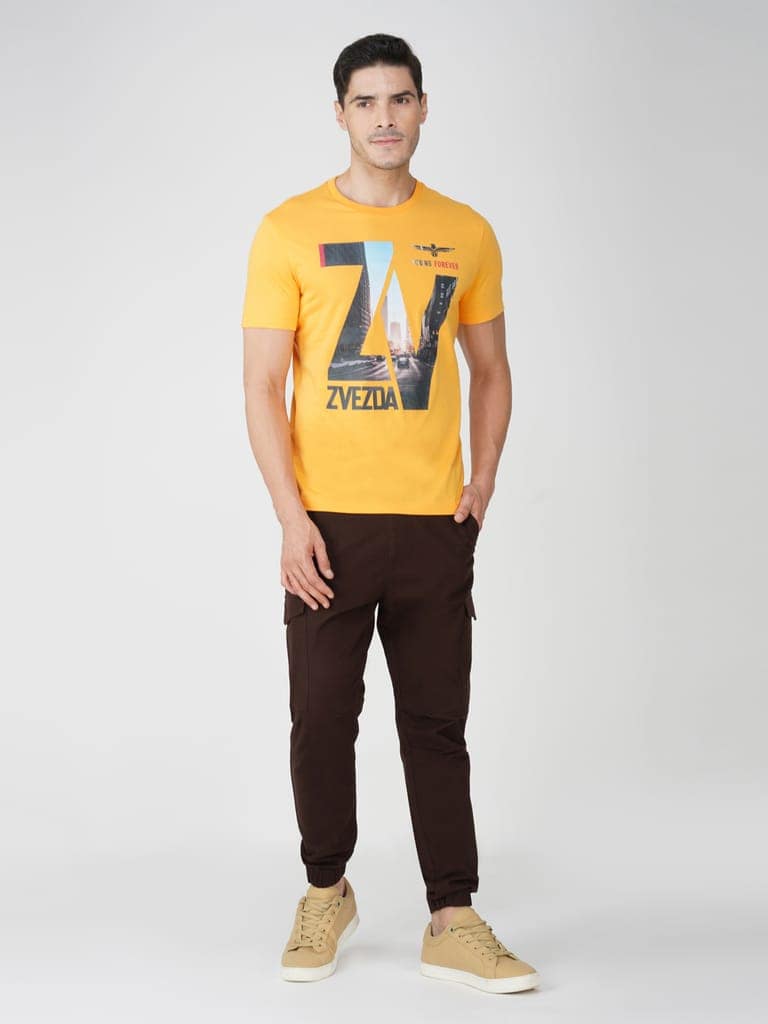 Men’s Casual Graphic Tee Euro Fit-Yellow view 5