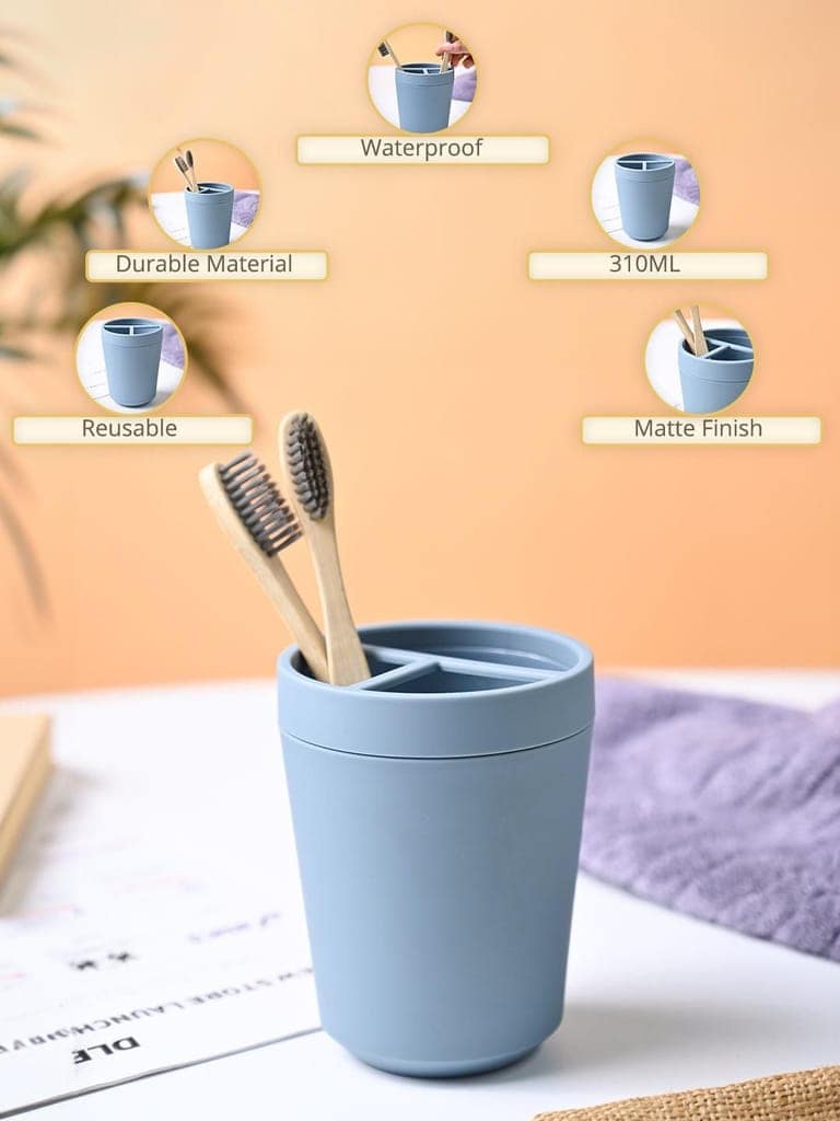 VON CASA Blue Plastic Toothbrush Holder view 2