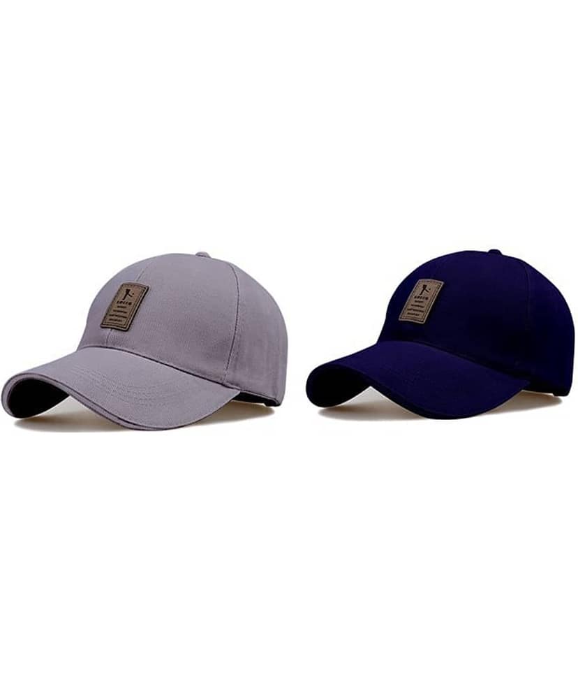 Bolax Pack of 2 cotton Men's Cap ( Grey )