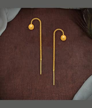 Drashti Collection Golden Threader Earrings ( Pack of 1 )