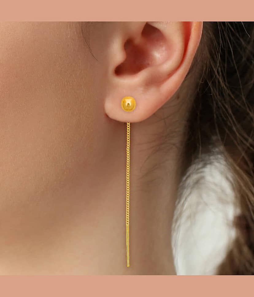 Drashti Collection Golden Threader Earrings ( Pack of 1 ) view 2