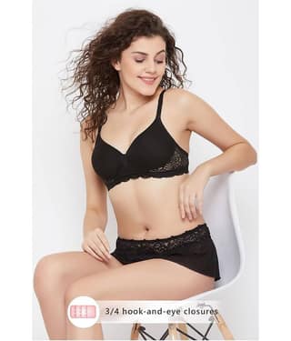 Clovia Lace Women's T-Shirt Bra ( Black )
