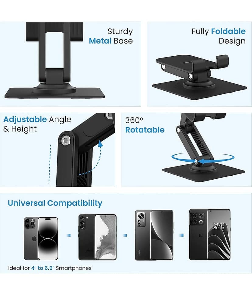 Elv Foldable Mobile Holder for Smartphones and Tablets ( Black ) view 2