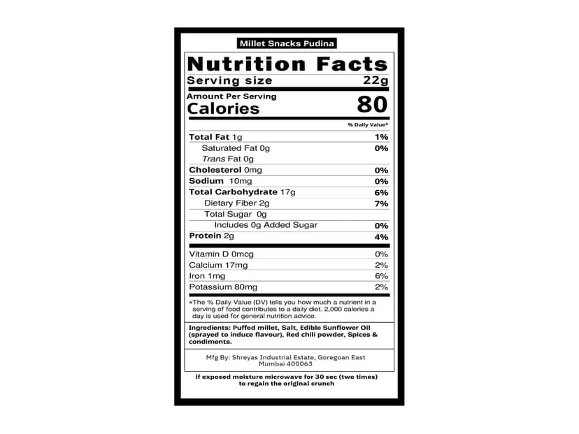 Healthy Master Millet Snacks Pudina - 300 Gram view 3