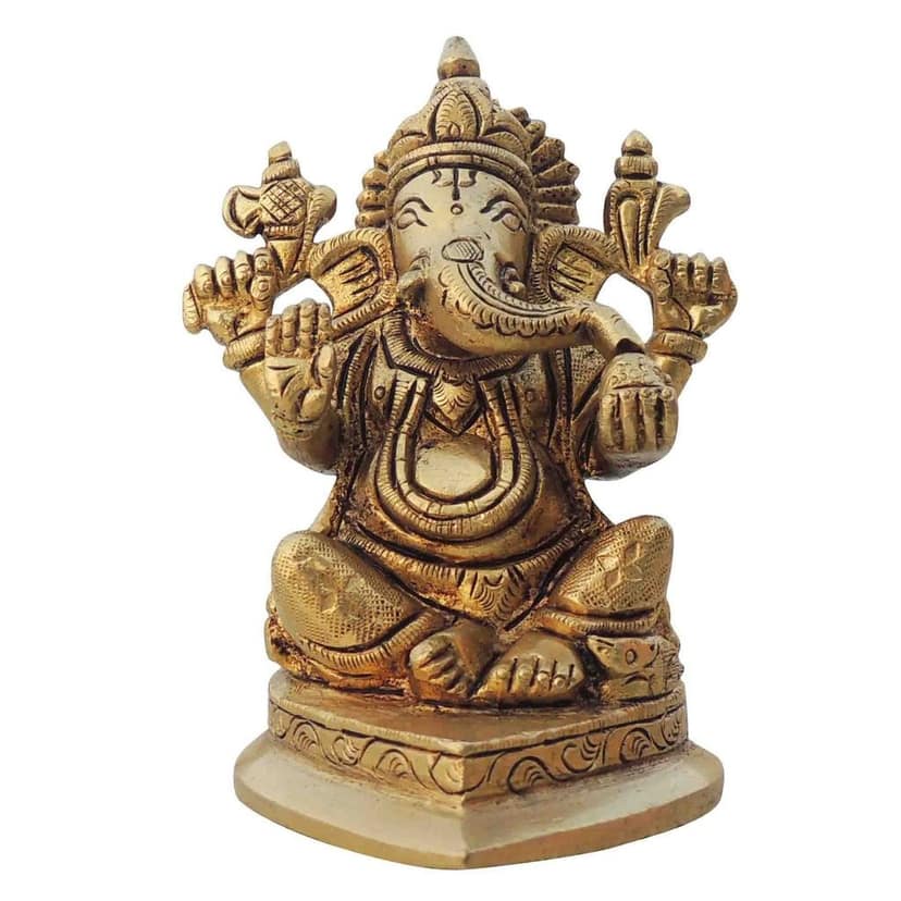 Brass Showpiece Ganesh Ji God Idol Statue (BSMAS1336 G) view 2