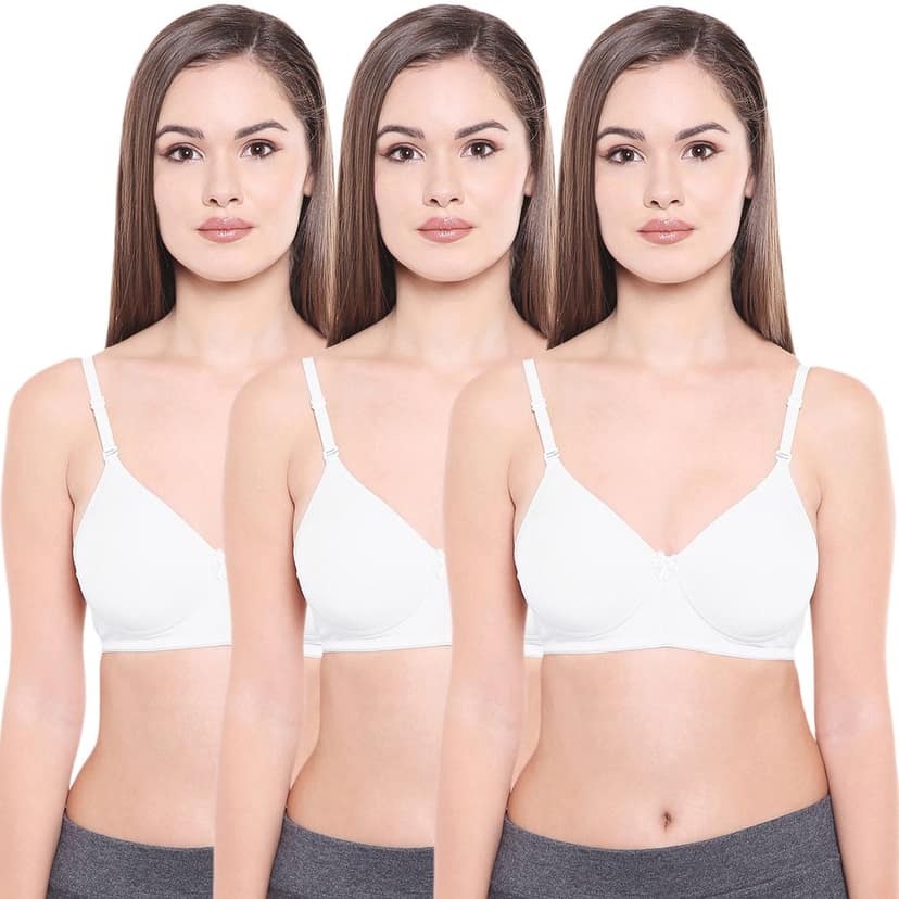 Bodycare Cotton Spandex Lightly Padded Non wired Seamless cup bra-Pack of 3