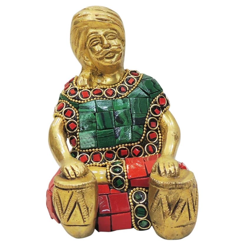 Brass Showpiece Male Musical Statue, Height : 4.5 Inch (BSMAS1830 B) view 2
