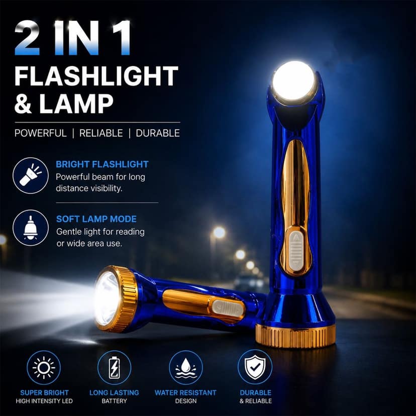 USB Rechargeable 2-in-1 LED Flashlight with Soft Lamp for Emergency Use view 2