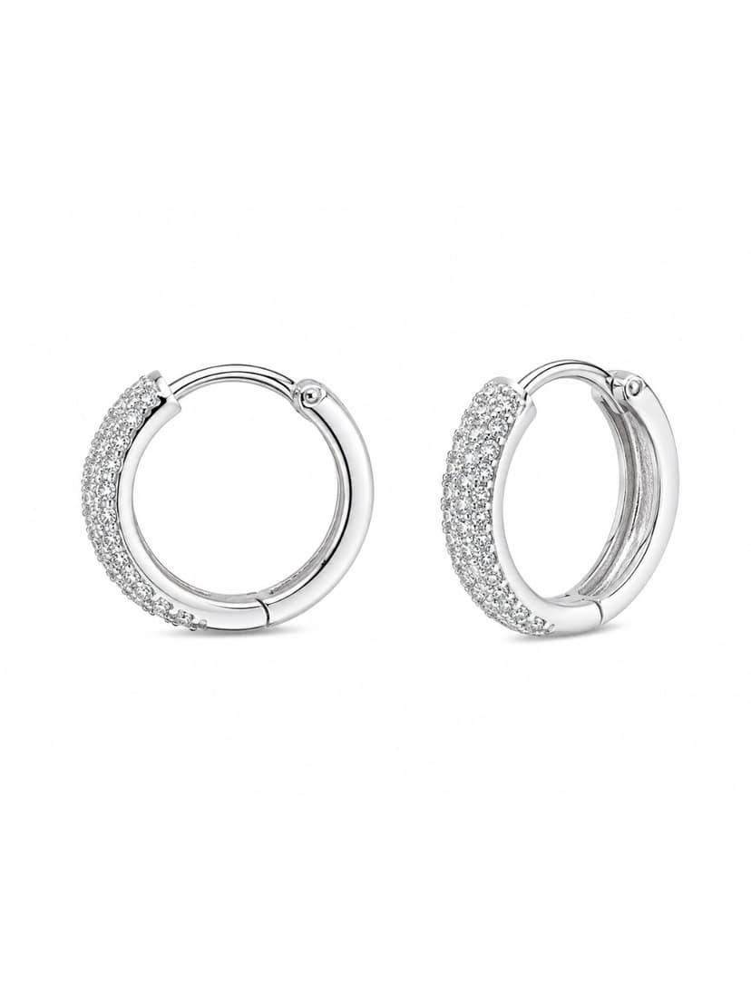 AXORA LIFE 925 Sterling Silver CZ Hoop Earrings For Women view 3