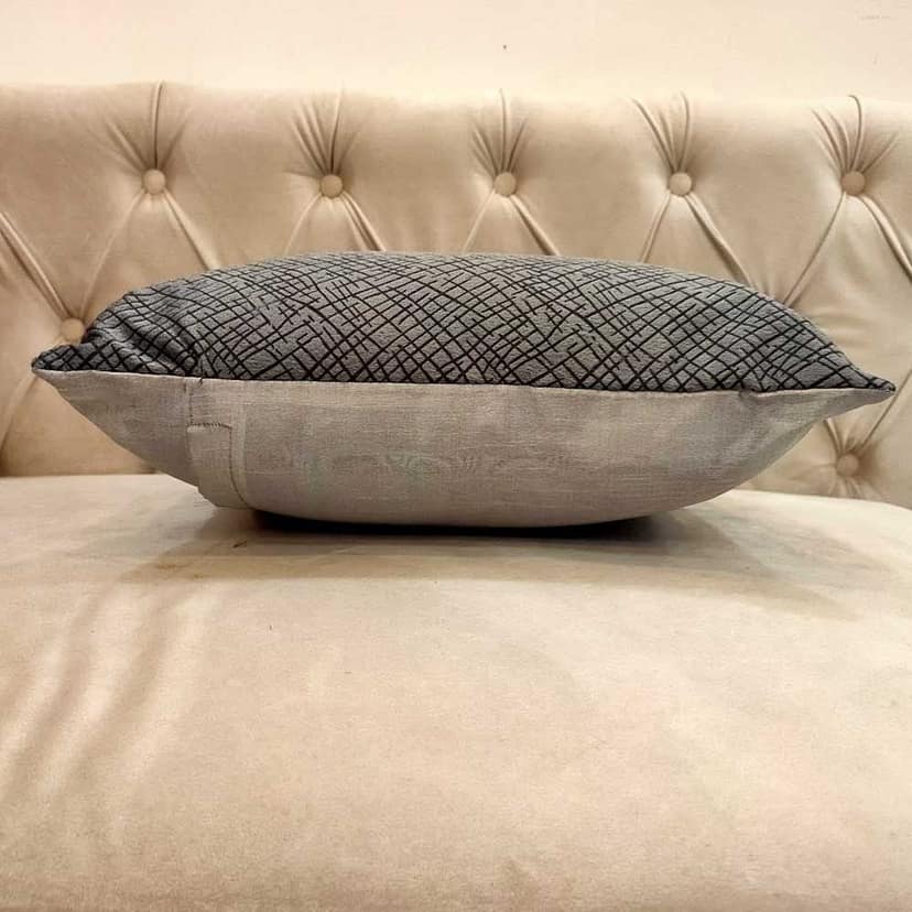 GOODVIBES Grey Damask/Self Design/Woven Geometric Zipper Square Combo Cushion Covers (16x16 inch or 40 x 40 cm) Set of 5 view 3
