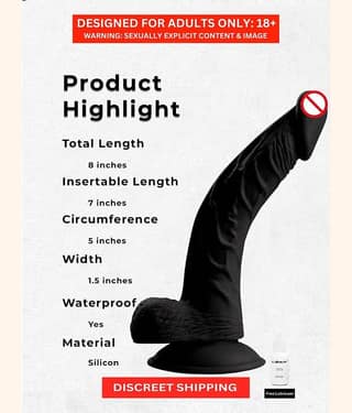 REALISTIC 9 INCH DARK BLACK PREMIUM SILICON DILDO WITH PERFECT SUCTION CUP & BIG BALLS - SEX TANTRA
