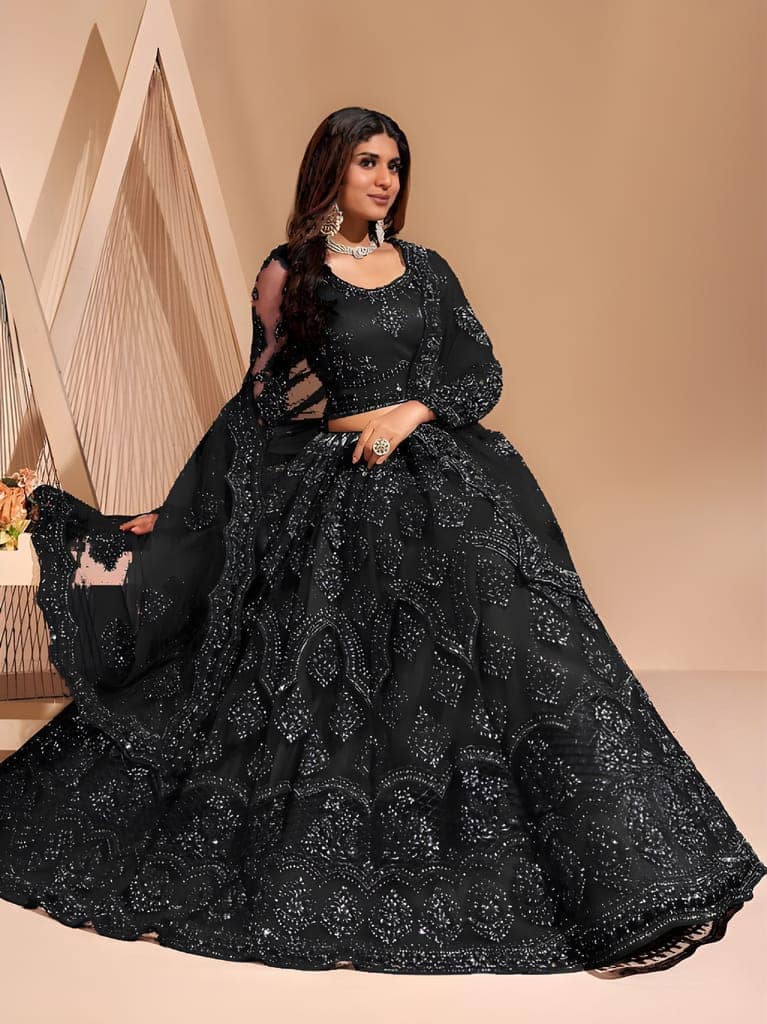 Embroidered Thread Work Semi-Stitched Lehenga | Unstitched Blouse with Inner Fabric | Stitched Dupatta | Traditional Ethnic Wear (Original)