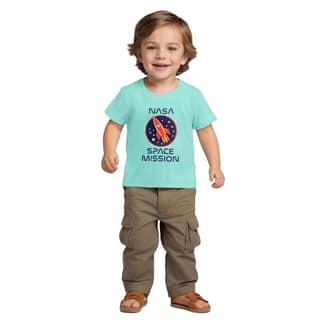 Boys T shirt Cotton Biscay Green Space Mission