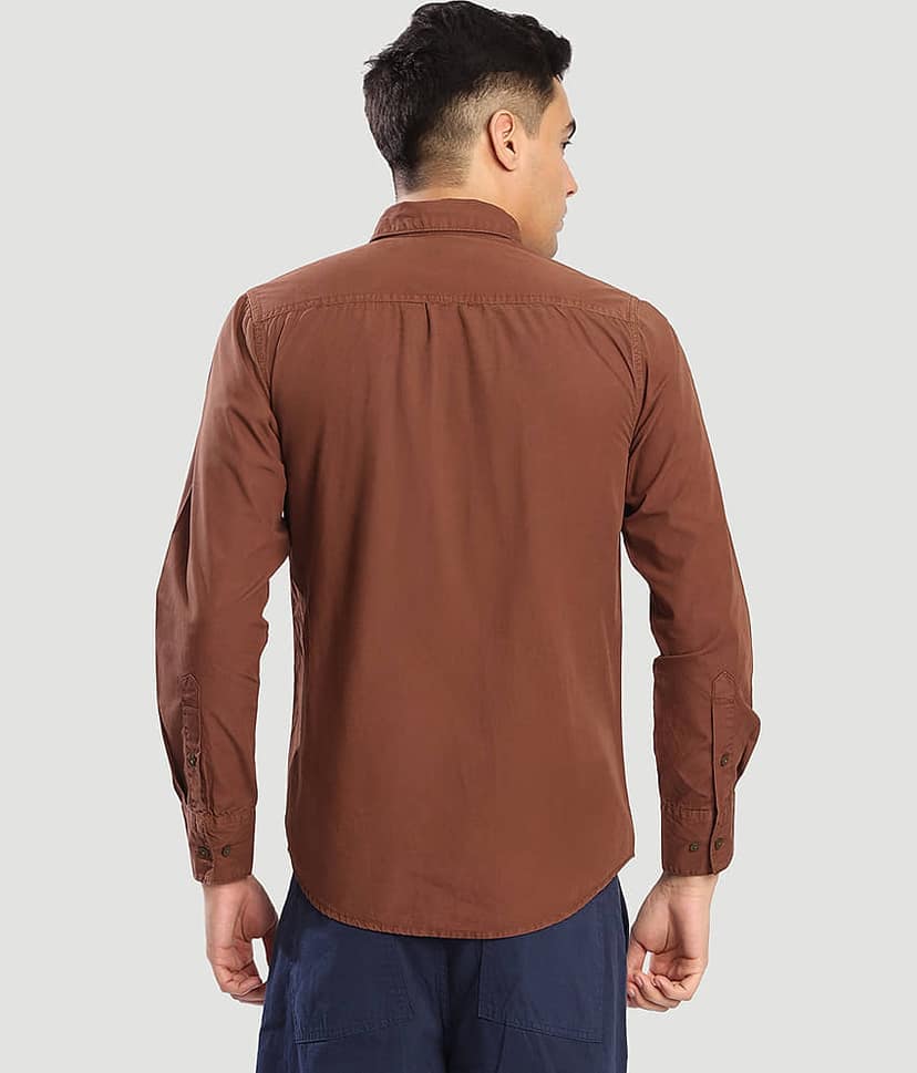 Bene Kleed 100% Cotton Regular Fit Solids Full Sleeves Men's Casual Shirt - Brown ( Pack of 1 ) view 7
