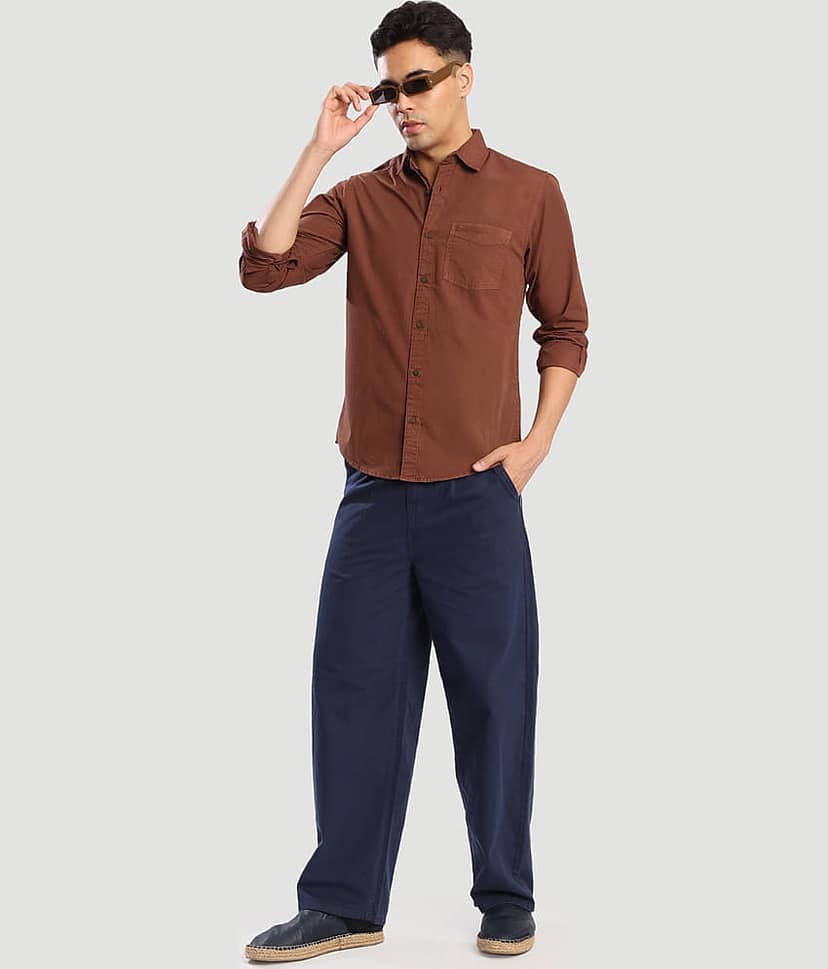 Bene Kleed 100% Cotton Regular Fit Solids Full Sleeves Men's Casual Shirt - Brown ( Pack of 1 ) view 8