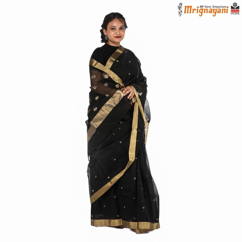 HANDLOOM CHANDERI SILK SAREE WITH BLOUSE (SKU - 1SC106170322 SAREE-1034) view 3