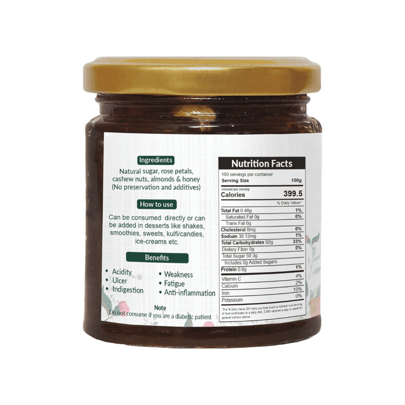 Dry Fruit Gulkand | Natural & Sun-Dried | Nature’s Coolant | Chaitri Roses & Dry Fruits | Dry - Fruit Jam | Organic & Sun - Cooked Damask Rose Preserve | 250gm view 2