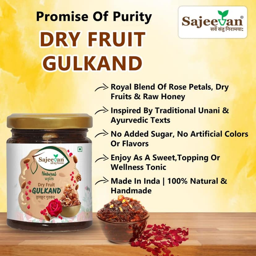 Dry Fruit Gulkand | Natural & Sun-Dried | Nature’s Coolant | Chaitri Roses & Dry Fruits | Dry - Fruit Jam | Organic & Sun - Cooked Damask Rose Preserve | 250gm view 7