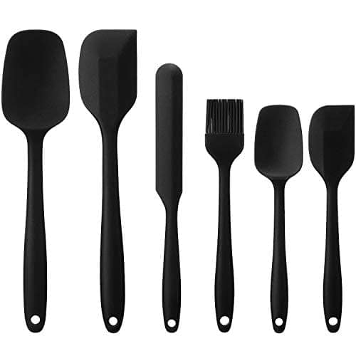Elisel Silicone Spatula Set 6 Piece Sets of Baking Tools Stainless Steel Core Scratch Free Heat Resistant Silicone Scraper Shovel for Cooking, Baking and Mixing (Black 6) view 2