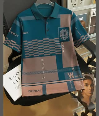 AUSK Men Cotton Blend Regular Fit Printed Polo T Shirt ( Blue )