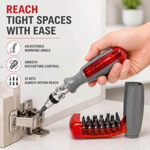 Oblivion Multi-Bit Ratchet Screwdriver Set, Two-Way Adjustable Tool, 1 Pack view 3