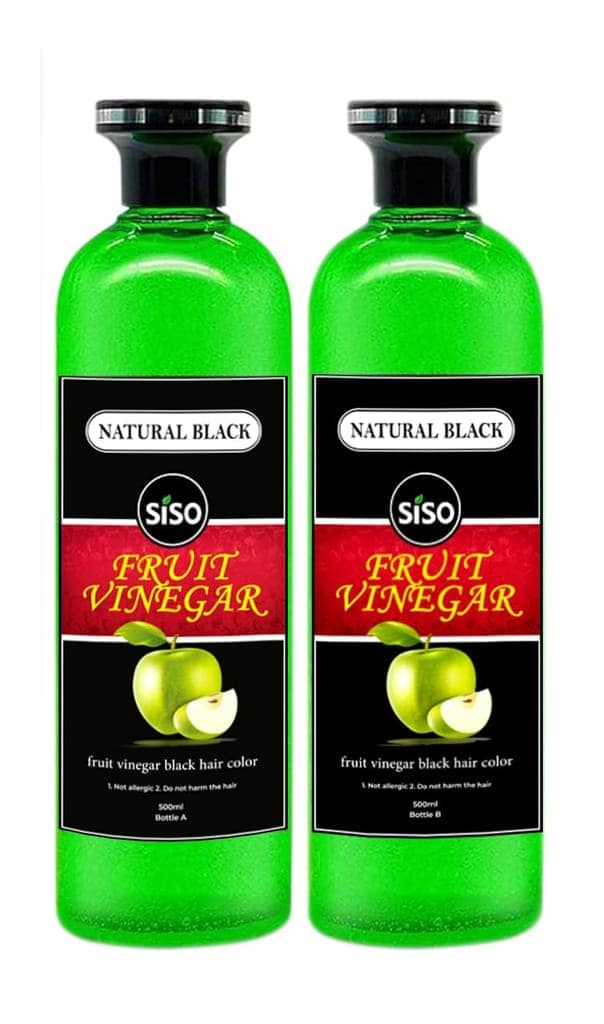 Siso Fruit Vinegar Hair Color, Natural Black Color Dye for Hair Care, Natural Ammonia Free Color Dye (500ml x 2) | Made In India view 2