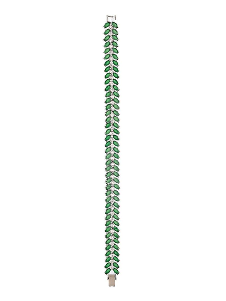 Silver Plated Emerald Green Designer Luxe Wraparound Tennis Bracelet view 10
