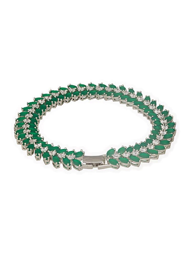 Silver Plated Emerald Green Designer Luxe Wraparound Tennis Bracelet view 7