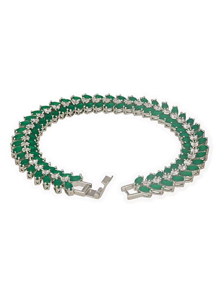 Silver Plated Emerald Green Designer Luxe Wraparound Tennis Bracelet view 8